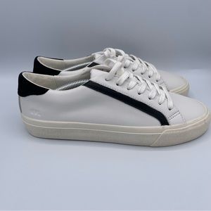 Madewell Women's Size 7 Delia Sidewalk White Black Leather Sneakers. NWOB